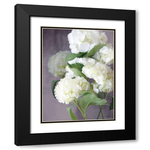 Snow Hydrangeas Black Modern Wood Framed Art Print with Double Matting by House Fenway