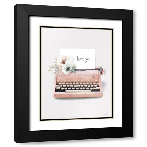Love Letter Typewriter Black Modern Wood Framed Art Print with Double Matting by House Fenway