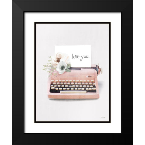 Love Letter Typewriter Black Modern Wood Framed Art Print with Double Matting by House Fenway