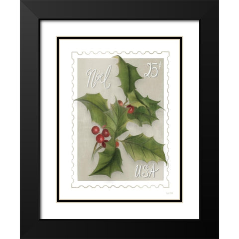 Christmas Stam Noel   Black Modern Wood Framed Art Print with Double Matting by House Fenway