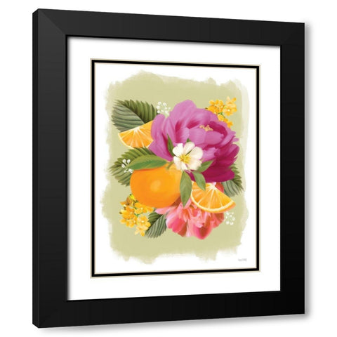 Summer Citrus Floral II Black Modern Wood Framed Art Print with Double Matting by House Fenway