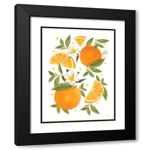 Citrus Orange Botanical Black Modern Wood Framed Art Print with Double Matting by House Fenway