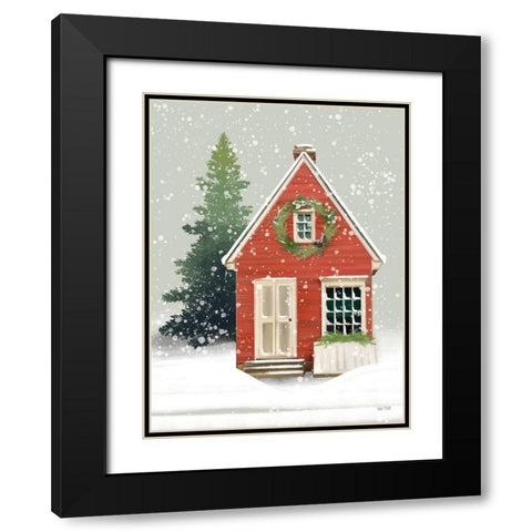 Home for Christmas Black Modern Wood Framed Art Print with Double Matting by House Fenway