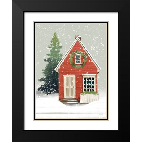 Home for Christmas Black Modern Wood Framed Art Print with Double Matting by House Fenway
