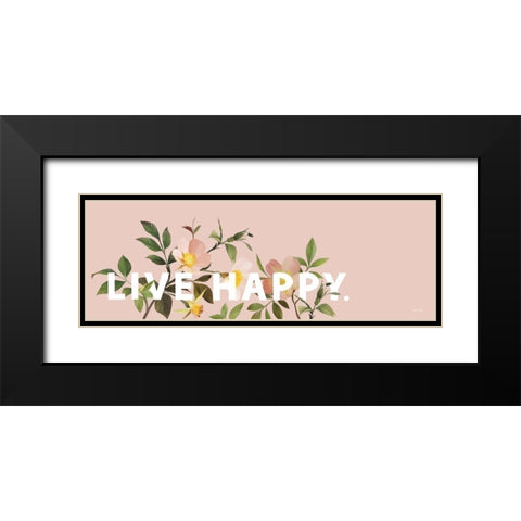 Live Happy Black Modern Wood Framed Art Print with Double Matting by House Fenway