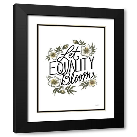 Floral Let Equality Bloom Black Modern Wood Framed Art Print with Double Matting by House Fenway