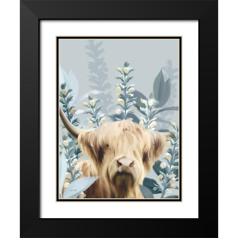 Blue Black Modern Wood Framed Art Print with Double Matting by House Fenway