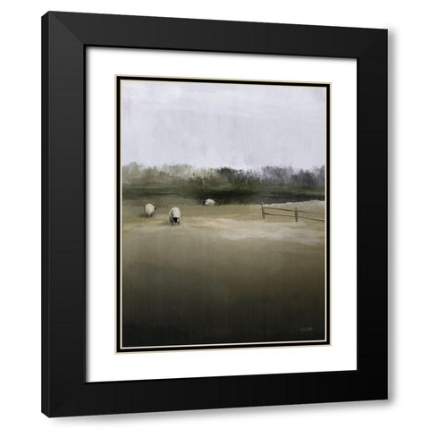 Countryside Flock Black Modern Wood Framed Art Print with Double Matting by House Fenway