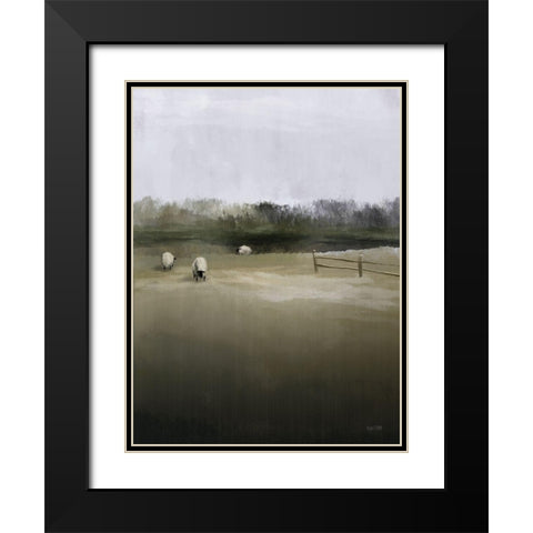 Countryside Flock Black Modern Wood Framed Art Print with Double Matting by House Fenway