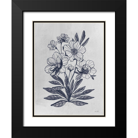 Vintage Blues II   Black Modern Wood Framed Art Print with Double Matting by House Fenway