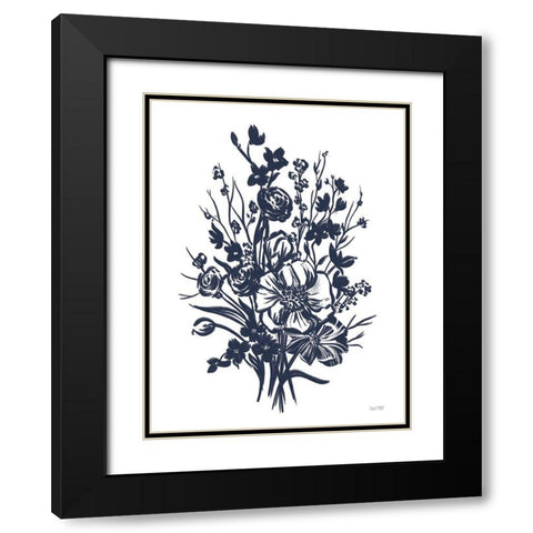 Blues in Blossom II Black Modern Wood Framed Art Print with Double Matting by House Fenway