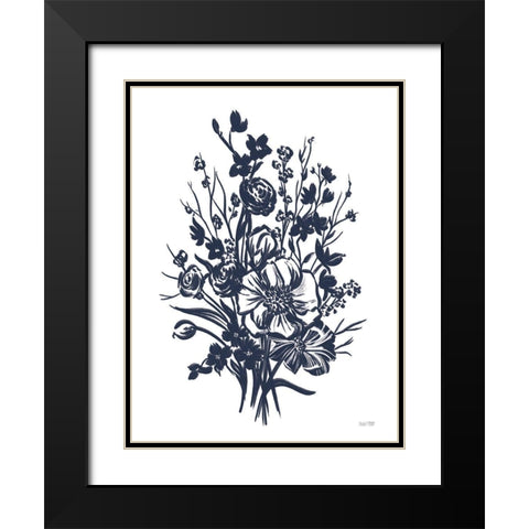 Blues in Blossom II Black Modern Wood Framed Art Print with Double Matting by House Fenway