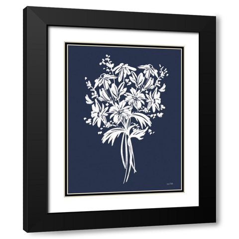 Blues in Blossom III Black Modern Wood Framed Art Print with Double Matting by House Fenway