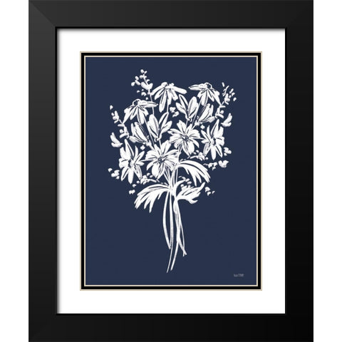 Blues in Blossom III Black Modern Wood Framed Art Print with Double Matting by House Fenway