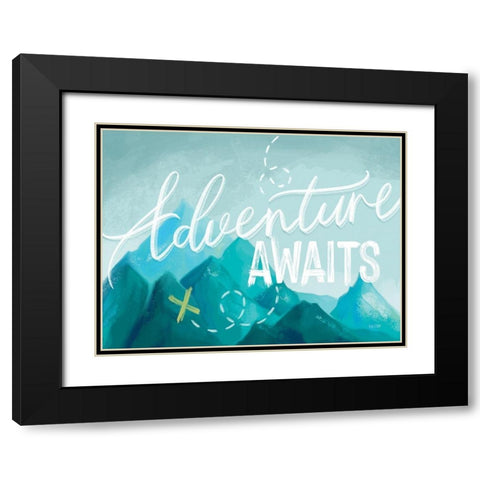 Adventure Awaits II Black Modern Wood Framed Art Print with Double Matting by House Fenway