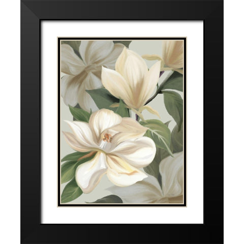 Magnolia Blossoms I Black Modern Wood Framed Art Print with Double Matting by House Fenway