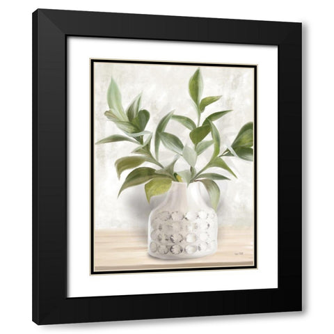Ivory Ficus Stems Black Modern Wood Framed Art Print with Double Matting by House Fenway