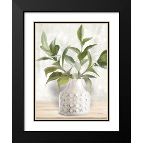 Ivory Ficus Stems Black Modern Wood Framed Art Print with Double Matting by House Fenway