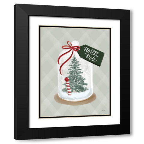 North Pole Snow Globe Black Modern Wood Framed Art Print with Double Matting by House Fenway