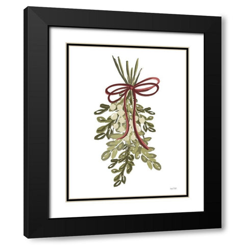 Painterly Mistletoe Black Modern Wood Framed Art Print with Double Matting by House Fenway