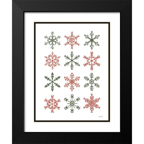 Snowflakes Black Modern Wood Framed Art Print with Double Matting by House Fenway