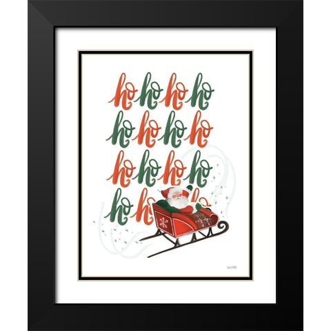 Ho Ho Ho Black Modern Wood Framed Art Print with Double Matting by House Fenway