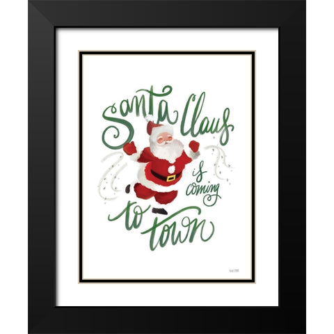 Santa is Coming to Town Black Modern Wood Framed Art Print with Double Matting by House Fenway