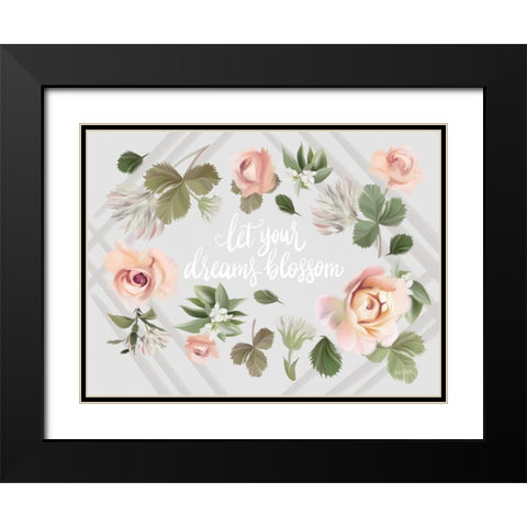 Let Your Dreams Blossom Black Modern Wood Framed Art Print with Double Matting by House Fenway