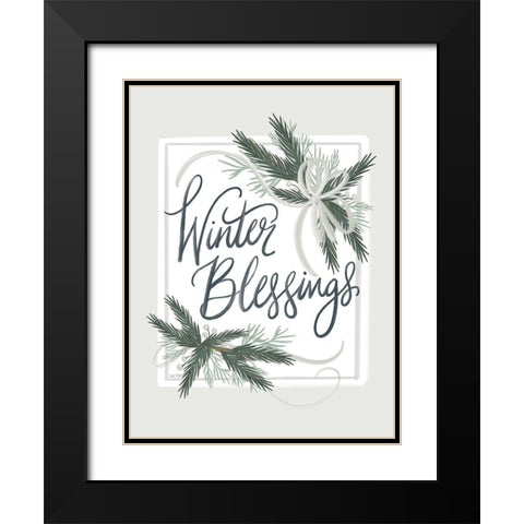 Winter Blessings Black Modern Wood Framed Art Print with Double Matting by House Fenway