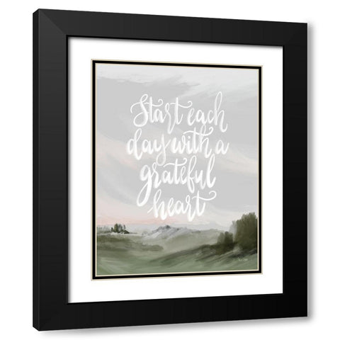 Start Each Day Black Modern Wood Framed Art Print with Double Matting by House Fenway
