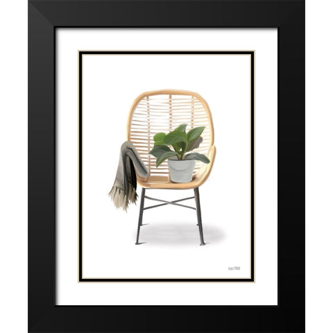 Plant Lover Boho Chair Black Modern Wood Framed Art Print with Double Matting by House Fenway