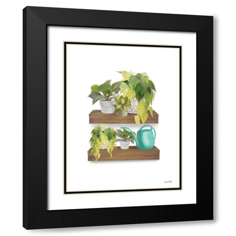 Plant Lover Shelves Black Modern Wood Framed Art Print with Double Matting by House Fenway