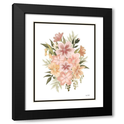 Peachy Petals Black Modern Wood Framed Art Print with Double Matting by House Fenway