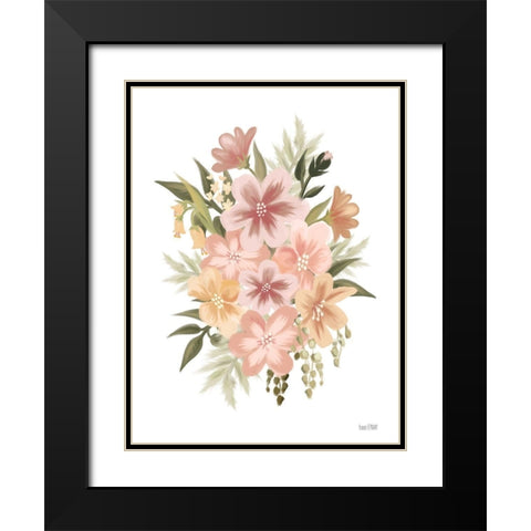 Peachy Petals Black Modern Wood Framed Art Print with Double Matting by House Fenway