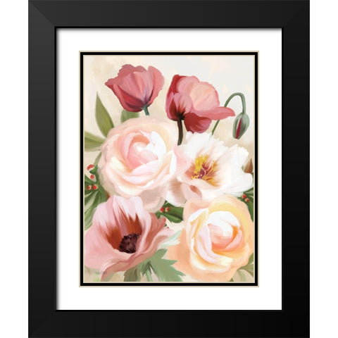 Posing Poppies Black Modern Wood Framed Art Print with Double Matting by House Fenway