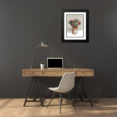 House Begonia Plant Black Modern Wood Framed Art Print with Double Matting by House Fenway