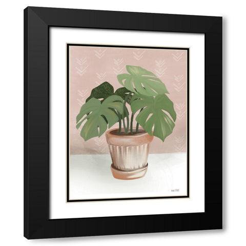 House Monstera Plant Black Modern Wood Framed Art Print with Double Matting by House Fenway