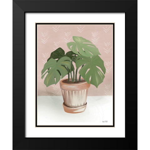 House Monstera Plant Black Modern Wood Framed Art Print with Double Matting by House Fenway