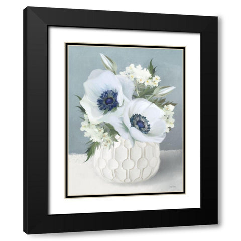 Anemones in Blue II Black Modern Wood Framed Art Print with Double Matting by House Fenway