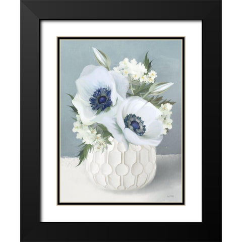 Anemones in Blue II Black Modern Wood Framed Art Print with Double Matting by House Fenway