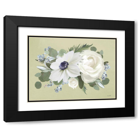 Anemone in Sage I Black Modern Wood Framed Art Print with Double Matting by House Fenway