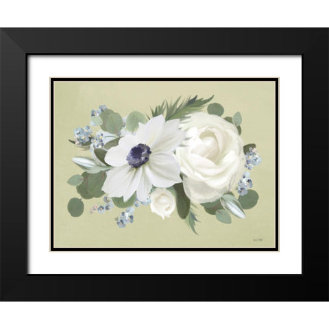 Anemone in Sage I Black Modern Wood Framed Art Print with Double Matting by House Fenway