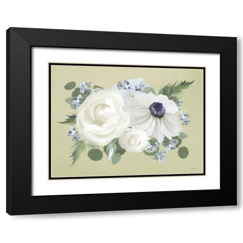 Anemone in Sage II Black Modern Wood Framed Art Print with Double Matting by House Fenway