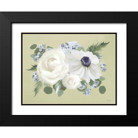 Anemone in Sage II Black Modern Wood Framed Art Print with Double Matting by House Fenway