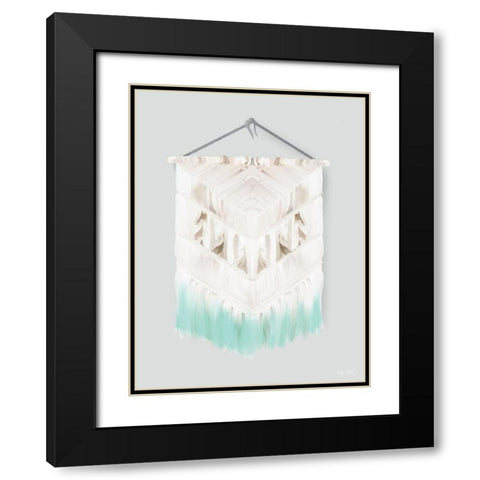 Aqua Bohemian Macrame Black Modern Wood Framed Art Print with Double Matting by House Fenway