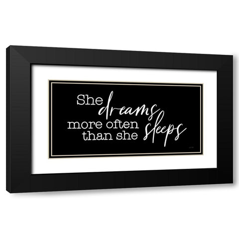 She Dreams Black Modern Wood Framed Art Print with Double Matting by House Fenway