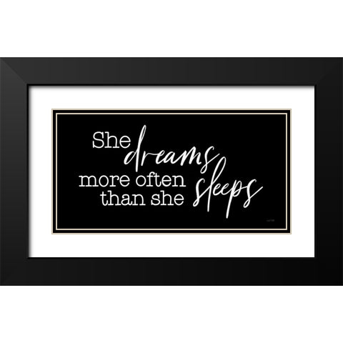 She Dreams Black Modern Wood Framed Art Print with Double Matting by House Fenway