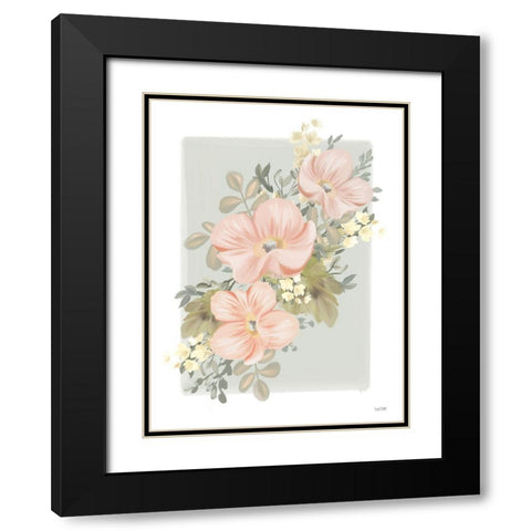 Pink Poppy Sprig Black Modern Wood Framed Art Print with Double Matting by House Fenway