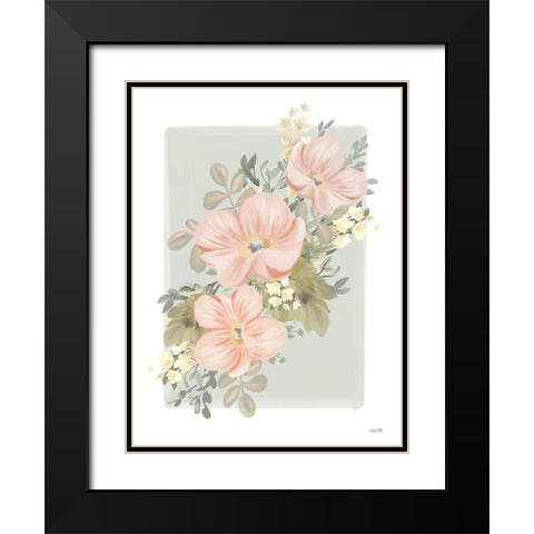 Pink Poppy Sprig Black Modern Wood Framed Art Print with Double Matting by House Fenway