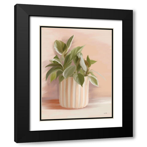 Striped Bohemian Plant I Black Modern Wood Framed Art Print with Double Matting by House Fenway